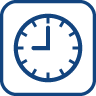 Piktogramm mit einer Uhr, deren Zeiger 9 Uhr anzeigt
